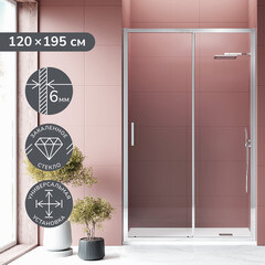 Душевая дверь Ulitka Safari стекло прозрачное 120х195 см профиль хром 6 мм раздвижная (74104192) - фото 7