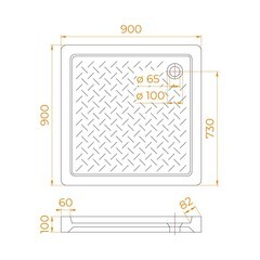 Поддон RGW CR 099 керамический 90х90х10 см квадрат белый низкий (19170199-01) - фото 2