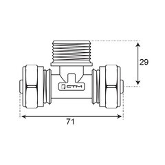 Тройник 20 обж(ц) х 3/4 НР(ш) х 20 обж(ц) - фото 2