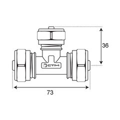 Тройник 26 обж(ц) х 20 обж(ц) х 26 обж(ц) - фото 2