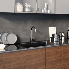 Смеситель для кухни Mixline графит с высоким изливом однорычажный (553817) - фото 3