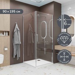 Душевой уголок Ulitka Colibri хром 90х90х195 см квадрат стекло прозрачное 6 мм (74104461) - фото 7