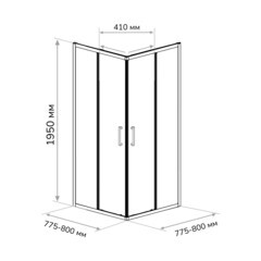Душевой уголок Ulitka Safari черный 80х80х195 см квадрат стекло прозрачное 6 мм (74104426) - фото 3