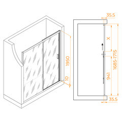 Душевая дверь RGW PA 017 стекло прозрачное 170х195 см профиль хром 6 мм раздвижная (350801717-11) - фото 3