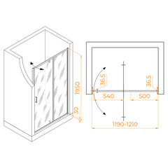 Душевая дверь RGW LE 103 стекло прозрачное 120х195 см профиль хром 6 мм распашная (711210312-11) - фото 2