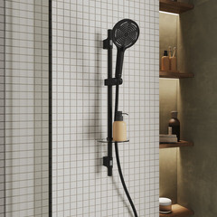 Душевой комплект Milardo Ideal Spa с лейкой со стойкой с мыльницей черный (ILS3B70M16) - фото 4