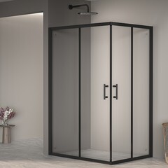 Душевой уголок RGW PA 146B черный 120х90х185 см прямоугольник стекло прозрачное 6 мм - фото 2