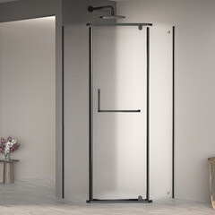 Душевой уголок RGW PA 081B черный 120х120х195 см пятиугольник стекло матовое 6 мм - фото 9