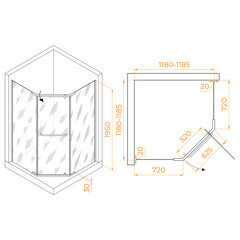 Душевой уголок RGW PA 081B черный 120х120х195 см пятиугольник стекло матовое 6 мм - фото 8