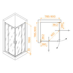 Душевой уголок RGW PA 038 хром 80х80х195 см квадрат стекло прозрачное 6 мм - фото 6