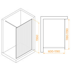 Душевая перегородка RGW WA 08 хром 120х195 см стекло рифленое 8 мм - фото 3