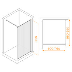 Душевая перегородка RGW WA 08 хром 100х195 см стекло рифленое 8 мм - фото 2