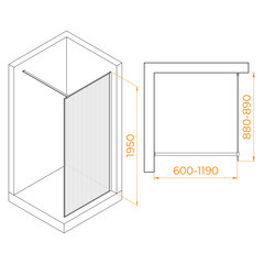 Душевая перегородка RGW WA 08B черная 90х195 см стекло рифленое 8 мм - фото 2