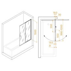 Шторка на ванну раздвижная 100х150х0,4 см профиль хром RGW SC 40 (03114010-11) - фото 8