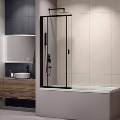 Шторка на ванну раздвижная 100х150х0,4 см профиль черный RGW SC 40B (03114010-14) - фото 6