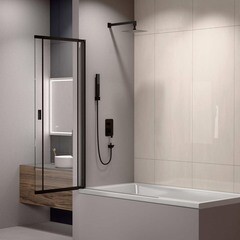 Шторка на ванну раздвижная 100х150х0,4 см профиль черный RGW SC 40B (03114010-14) - фото 7