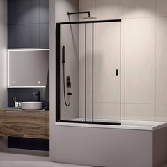 Шторка на ванну раздвижная 100х150х0,4 см профиль черный RGW SC 40B (03114010-14) - фото 3