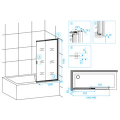 Шторка на ванну раздвижная 100х150х0,4 см профиль хром RGW SC 40 (03114010-11) - фото 2