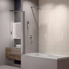 Шторка на ванну раздвижная 100х150х0,4 см профиль хром RGW SC 40 (03114010-11) - фото 7