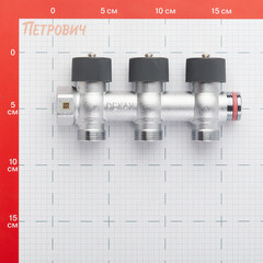 Коллектор Рехау 3/4 ВР(г) х 3 выхода 3/4 НР(ш) ЕК х 3/4 НР(ш) регулируемый (11316453001) - фото 2