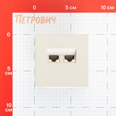 Розетка компьютерная Systeme Electric ArtGallery встраиваемая песочная 2хRJ45 (GAL001288) - фото 2