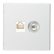 Розетка телевизионная/ компьютерная Systeme Electric ArtGallery встраиваемая алюминий TV/ RJ45 (GAL000389)