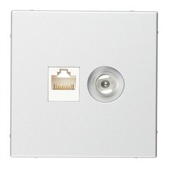 Изображение товара Розетка телевизионная/ компьютерная Systeme Electric ArtGallery встраиваемая алюминий TV/ RJ45 (GAL000389)