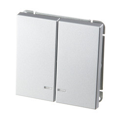 Выключатель Systeme Electric ArtGallery двухклавишный встраиваемый алюминий с подсветкой (GAL000353) - фото 2