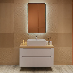 Зеркало с подсветкой прямоугольное 60х100 см бесконтактный сенсор Raval Posalet Black (POS-B60100_BK_U) - фото 7