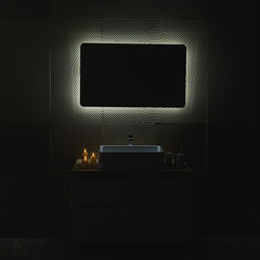 Зеркало с подсветкой прямоугольное 60х100 см бесконтактный сенсор Raval Posalet Black (POS-B60100_BK_U) - фото 5