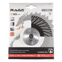 Диск алмазный по керамограниту Rage by Vira 125х22,2х2,8 мм турбо с фланцем М14 сухой рез (603126) - фото 3