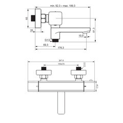 Смеситель для ванны Damixa Gala хром термостатический с коротким изливом без лейки (533000000) - фото 3