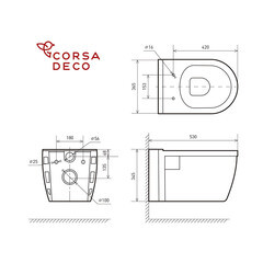 Комплект инсталляции Cersanit Link Pro с унитазом Corsa Deco DX Rimless и сиденьем дюропласт микролифт быстросъем - фото 3