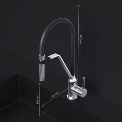 Смеситель для кухни AM.PM Like хром/черный с гибким изливом однорычажный (F8013000) - фото 9