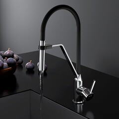 Смеситель для кухни AM.PM Like хром/черный с гибким изливом однорычажный (F8013000) - фото 6