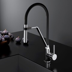 Смеситель для кухни AM.PM Like хром/черный с гибким изливом однорычажный (F8013000) - фото 4