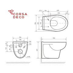 Комплект инсталляции Geberit Delta Duofix с унитазом Corsa Deco AX Rimless с кнопкой хром и сиденьем дюропласт микролифт (458.149.21.2/WHAX530RS) - фото 4