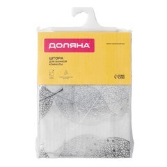 Изображение товара Штора для ванны Доляна Черно-белые листья 1800х1800 мм EVA белая (1152762)