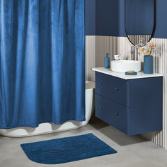 Штора для ванны Moroshka Velvet 2000х1800 мм полиэстер синяя (982-301-02) - фото 2