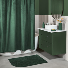 Штора для ванны Moroshka Velvet 2000х1800 мм полиэстер зеленая (982-301-01) - фото 2
