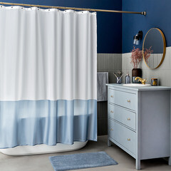 Штора для ванны Moroshka Teriberka 1800х1800 мм полиэстер голубая/белая (977-301-03) - фото 2
