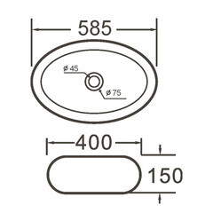 Раковина Corsa Deco Vogue100 58 см накладная белая (ABVG58O) - фото 6