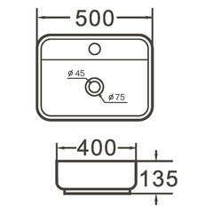 Раковина Corsa Deco WX200 50 см накладная с полочкой белая (ABWX2-50R) - фото 6
