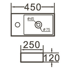 Раковина Corsa Deco WX200 45 см накладная с полочкой белая (ABWX3-45R) - фото 6
