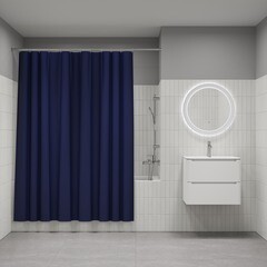 Штора для ванны Iddis 2000х1800 мм PEVA синяя (P05PE18i11) - фото 3