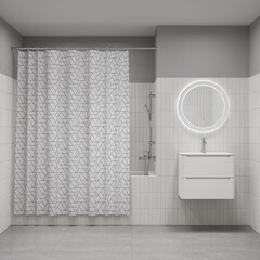 Штора для ванны Iddis 2000х1800 мм полиэстер черная/белая (BB01P18i11) - фото 2