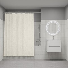 Штора для ванны Iddis 2000х1800 мм полиэстер бежевая (BD04P18i11) - фото 3