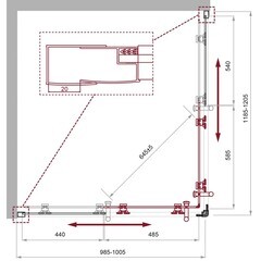 Душевой уголок BelBagno Uno хром 120х100х195 см прямоугольник стекло прозрачное 5 мм (UNO-195-AH-2-120/100-C-Cr) - фото 2