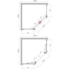 Душевой уголок BelBagno Uno хром 90х90х195 см пятиугольник стекло прозрачное 5 мм (UNO-195-P-2-90-C-Cr) - фото 2