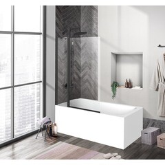 Шторка на ванну распашная 100х150х0,5 см профиль черный BelBagno Uno (UNO-V-11-100/150-C-NERO) - фото 3